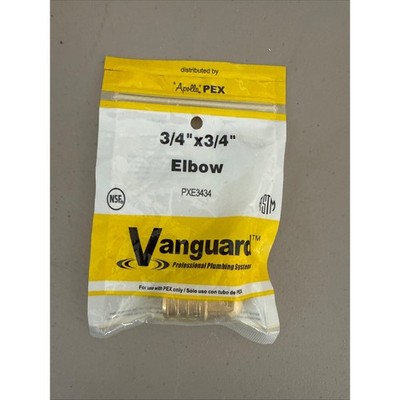 Vanguard Apollo PEX 3/4 in x 3/4 in Brass Elbow Crimp Fitting PXE3434 Plumbing