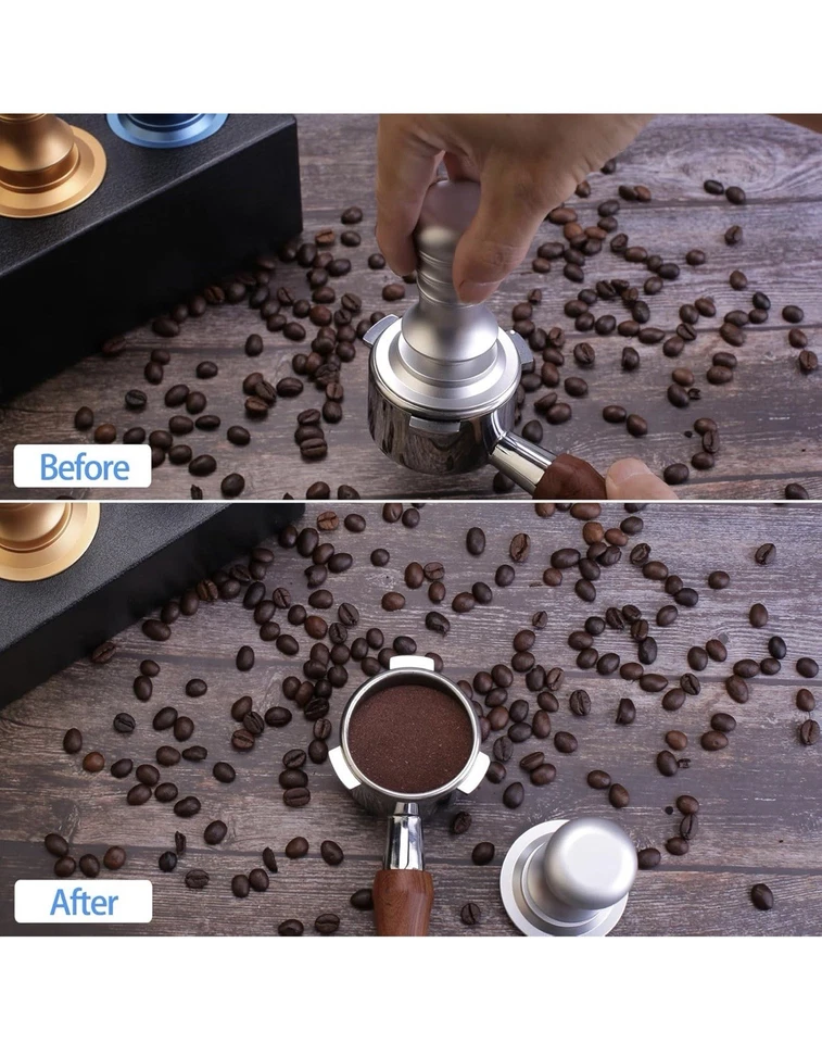 Tamper de café expresso 2 peças 55mm premium, resistente, tamper de café barista - Imagem 3 de 4