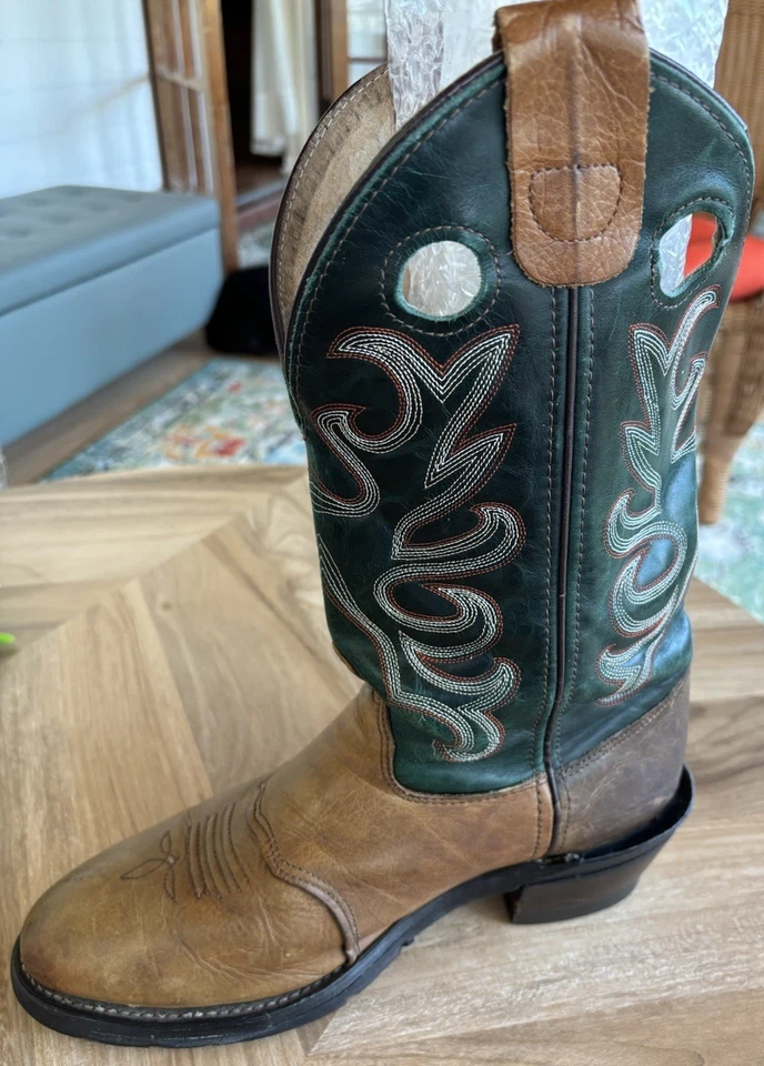 Vintage Double-H Boots Western Buckaroo Trucker Cowboy 1581 Soft Toe AGT Sz 9 EE - Image 3 of 4