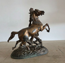 Statua Statuetta Cavallo in Antimonio Dorato II Metà XIX Secolo