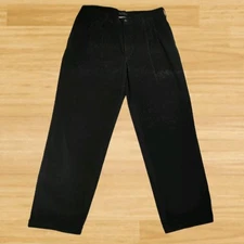 ANTIGUO Perry Ellis 32" Pantalones Plisados ​​de Pana Negra Hombre Talla 36  