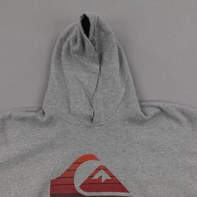 Vintage Quiksilver Hoodie Mens 2XL Gray Pullover Sweatshirt Skate