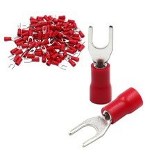 Baomain Fork Spade Terminal Connectors   Insulated, 8 Stud 4.3mm , Red