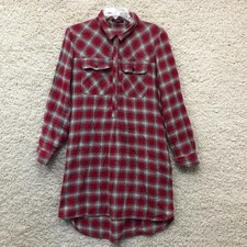 Madewell Dress Medium Adult Red Shirtdress Flannel Plaid Long Sleeve Womens M