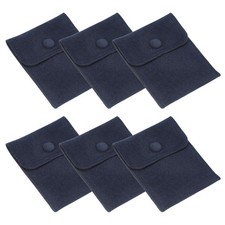 6 Pcs 3x4 Inch Jewelry Pouches, Velvet with Snap Button for Rings Dark Blue