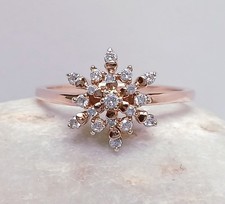 Size S 1/2 Sterling Silver 925 Ladies Ring CZ clear stones rose gold coloured