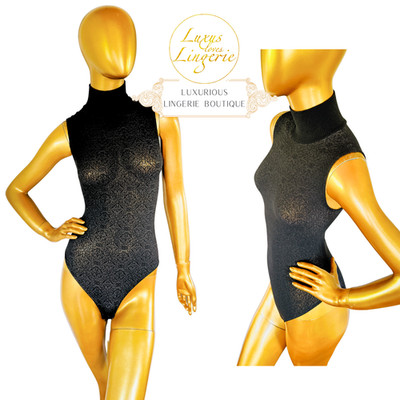 Structure Body by Wolford S Small Black High Collar Textured Rib