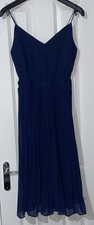 ASOS Design Women’s Midi Pleated Chiffon Occasion Dress Lined Size 8 Navy Blue