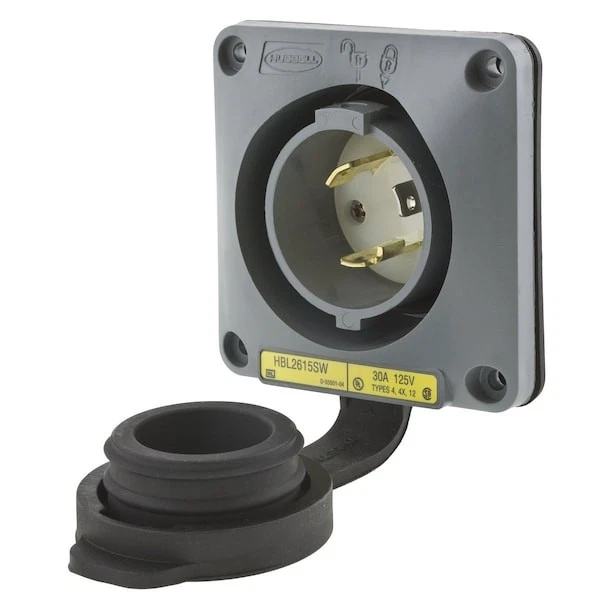 Hubbell Wiring Device-Kellems Hbl2615sw Watertight Flanged Locking Inlet, 30 A, - Image 2 of 2
