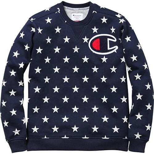 Sweat col rond Supreme x Champion bleu marine XL