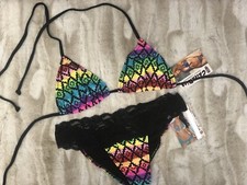 Chica Rica Aztec Lacey Bikini Size SMALL TOP and LARGE BOTTOM