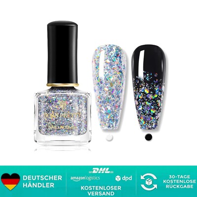 Glitzer Nagellack, Nagellack Pailletten Regenbogen Shining Glitter Super Shin...