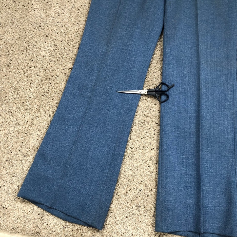 VTG Western Suit 2 Piece Set Mens 42S Blue 70s Rodeo Bootcut Blazer