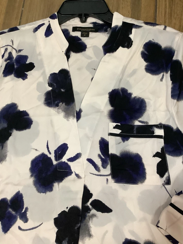 Donna Karan Ropa de Dormir Para Mujer Talla Mediana Satén Maxi Camisa para Dormir Manga 3/4 Crema Foto 4 de 4