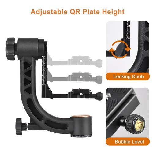 Heavy Duty 360° Panoramic Gimbal Tripod Head Alloy 15kg/33lbs Load C3J5 - Picture 2 of 8