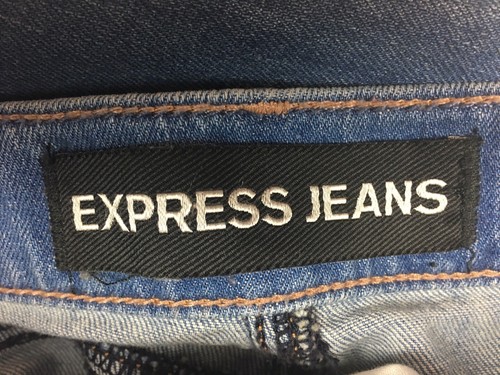 Express Jeans Y2K Mini Skirt Distressed Patch Denim Stretch Size 2 LKNW - Picture 5 of 6