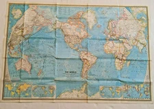Vtg Map the World Large National Geographic with Climate Change Info 42x29 1970