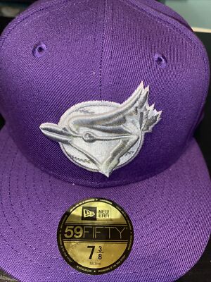 7 3/8 Topperz toronto blue jays purple/platinum grey bottom custom fitted hat