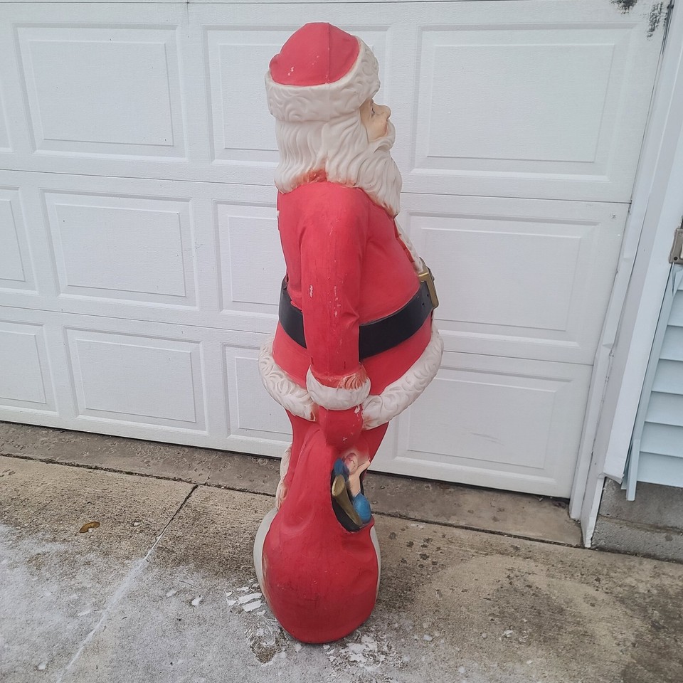 Vtg 5 Foot Santa Claus General Foam Plastic Blow Mold Light Up Yard