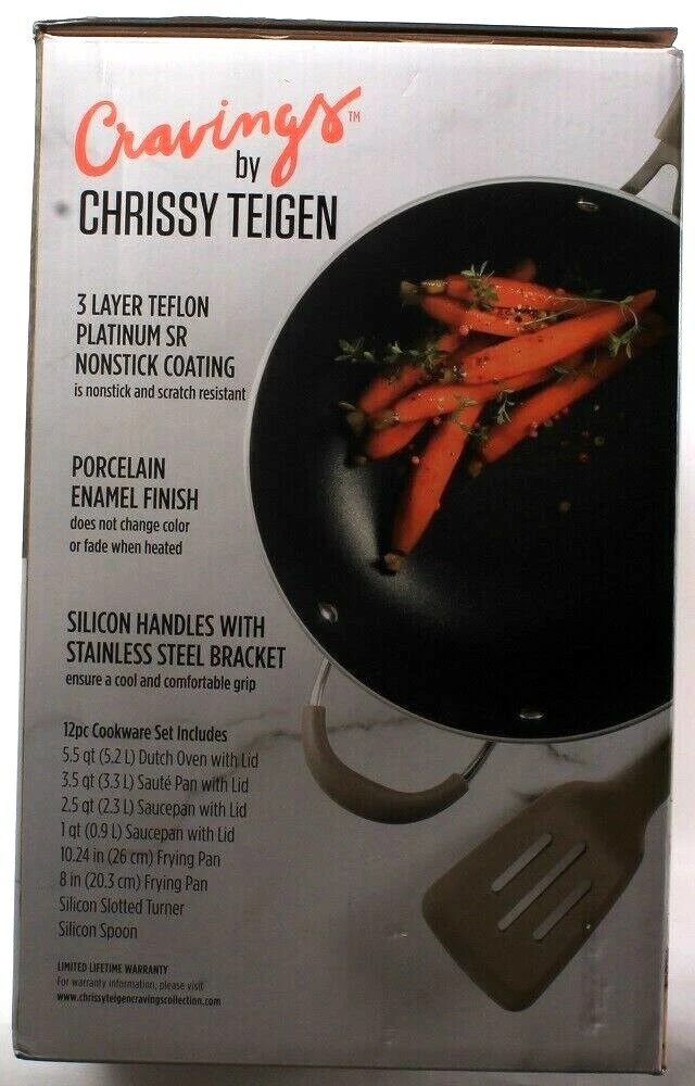 Cravings by Chrissy Teigen 14 Piece Nonstick Aluminum Cookware Combo Set in Blue