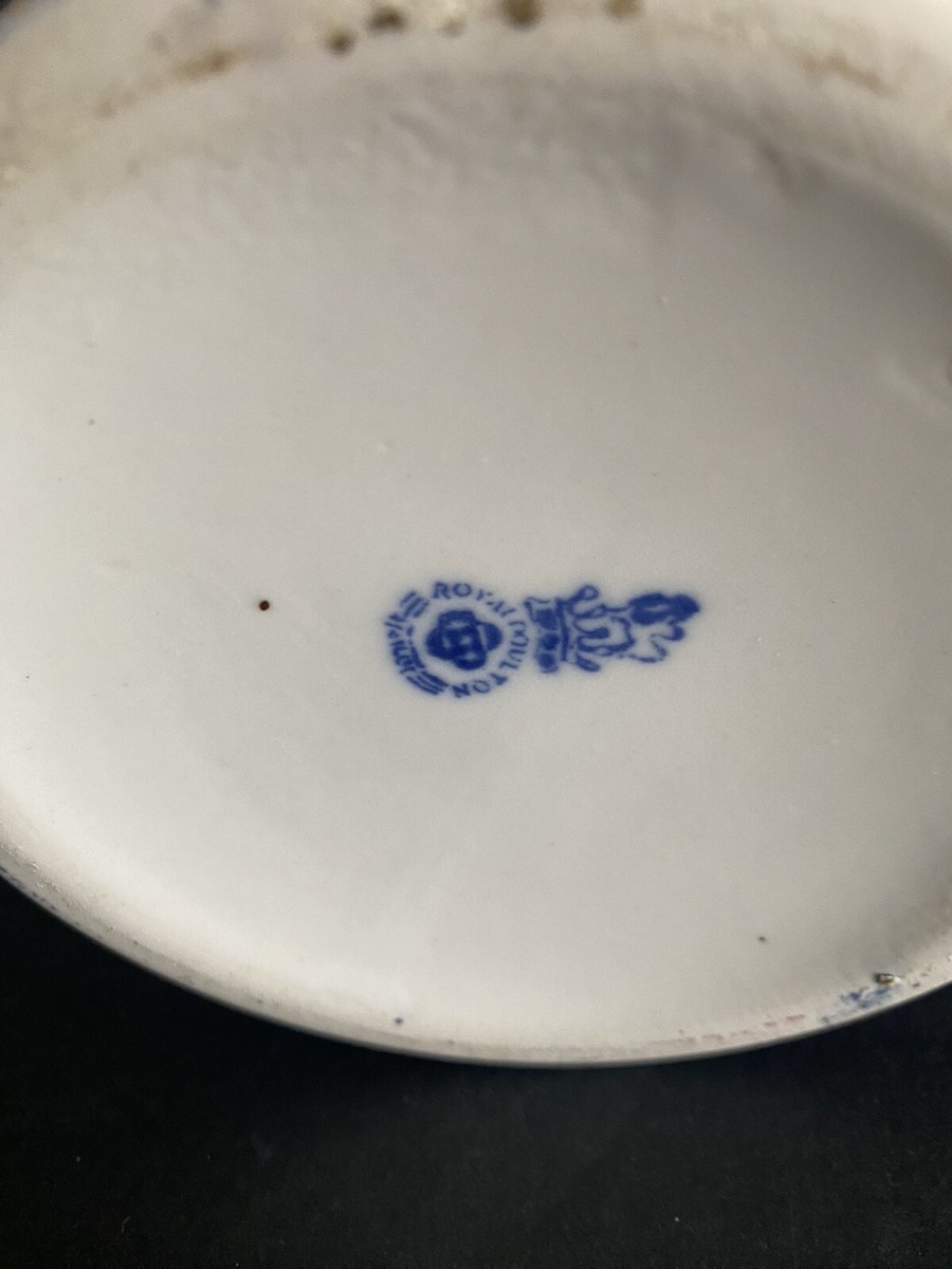 Antique Royal Doulton Biscuit Jar ~ Blue Gold Flowers w/ Pewter