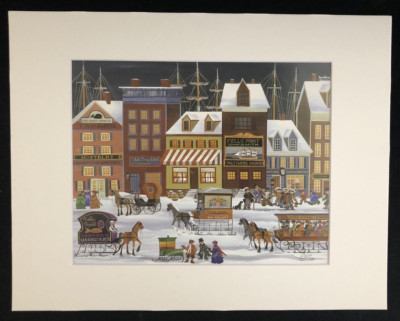 ''Fells Point'' by Carol Dyer 11 x 14 Matted Folk Art Print
