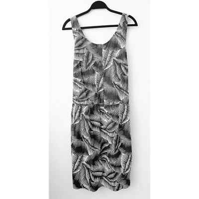 Gap Women's Cotton Button Front Tank Midi Dress Tie Back Dark Gray Palm  Print | eBay