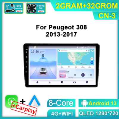 For Peugeot 308 308SW 2013-2017 Car Radio CarPlay Android Multimedia Player GPS
