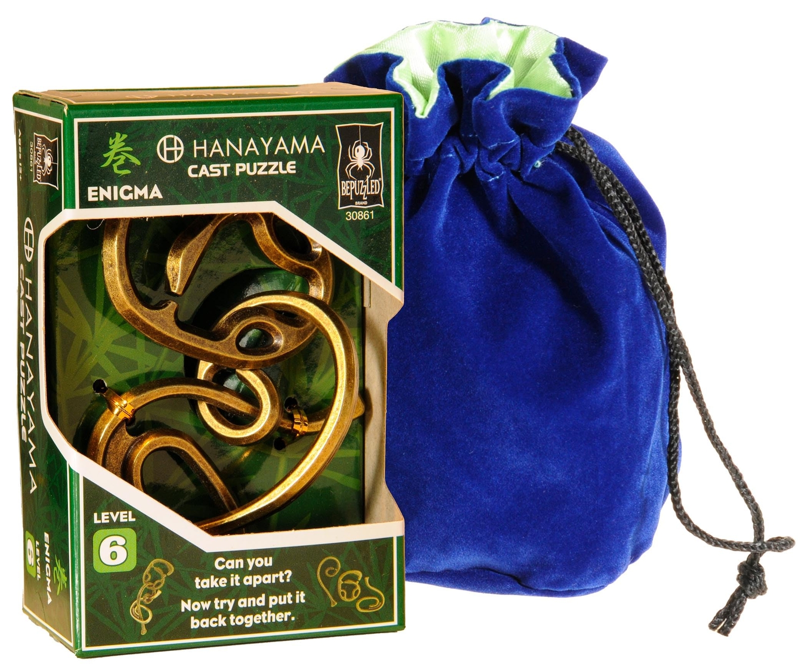 Enigma Hanayama Cast Metal Brain Teaser Puzzle Level 6 Difficulty with Blue V...