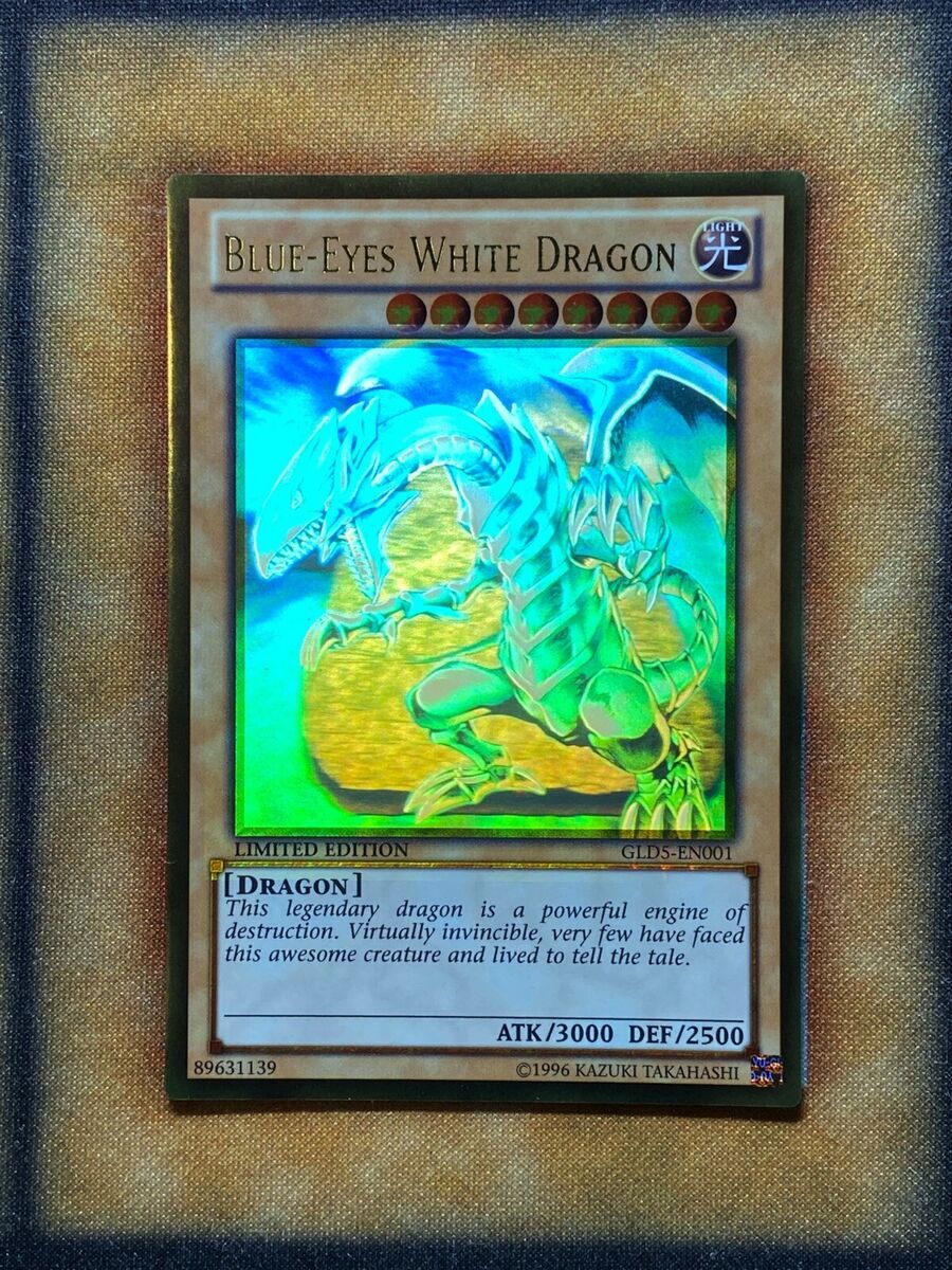 Yugioh Blue-Eyes White Dragon GLD5-EN001 Gold Ghost Rare Yugioh Blue-Eyes White Dragon GLD5-EN001 Gold Ghost Rare