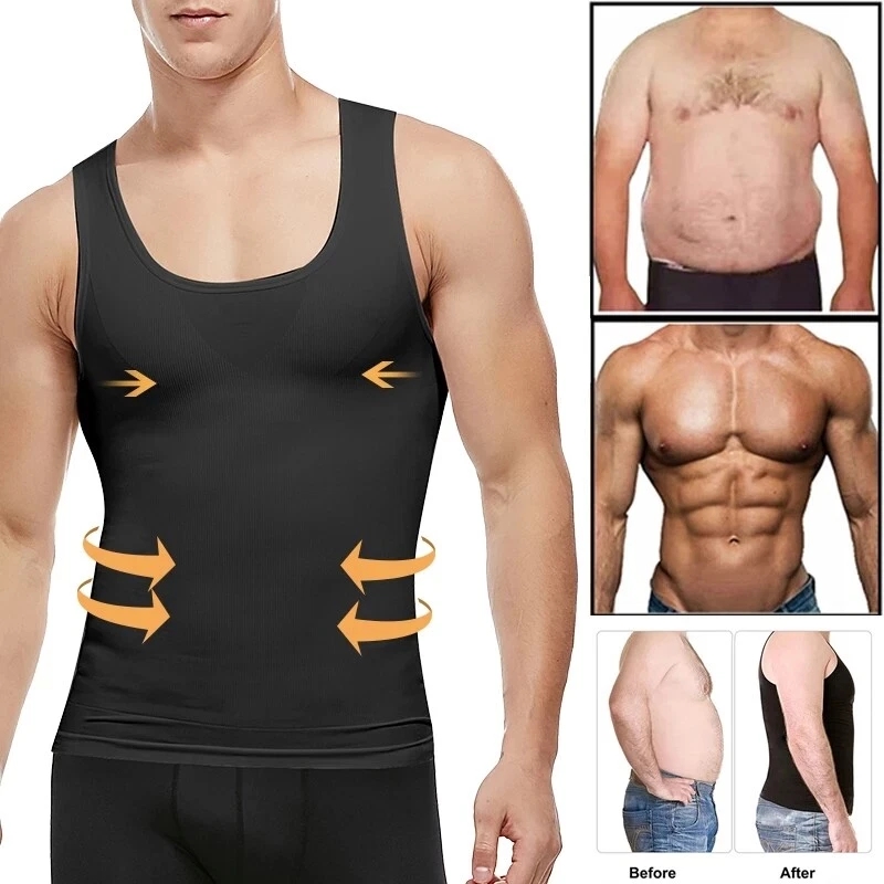 Men Slim Vest Body Shaper Underwear Chest Belly Waist Boobs Compression  Shirt UK