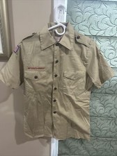 Boy Scout BSA UNIFORM Tan SHIRT Youth Large Short Sleeve H36