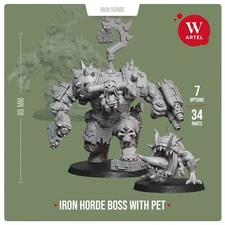 Iron horde Boss with Pet Artel W Ork Warboss in Mega Armor Big Mek Attack Squig