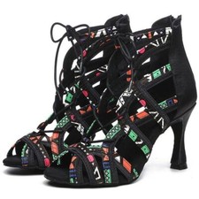 Women Latin Dance Shoes Cuban Heel Ballroom Shoes Wedding Tango Dance Sandals