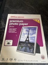 Office Depot 9 Mil Premium Photo Paper High Gloss 8.5 x 11 Inches Pack of 50
