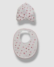  34 Kissy Kissy Baby White Red Pima Cotton Ladybug Love Bow Hat Bib Set Size NB