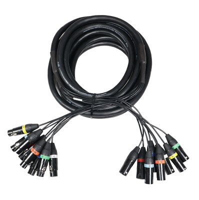 Prox 8-Channel Audio Stage Studio Snake XLR Female to XLR Male 25 ft Color Code