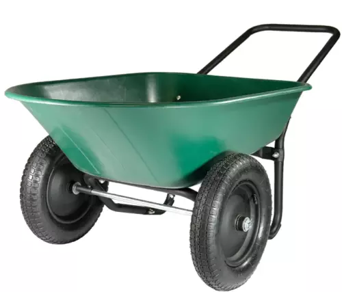 Garden Cart Dual Wheel Poly Tray Yard Rover Wheelbarrow Backyard Tool Wagon Cart - Picture 3 of 6