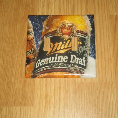 CLASSIC VINTAGE ICY MGD MILLER GENUINE DRAFT 2 HOLE LIGHT SWITCH COVER PLATE