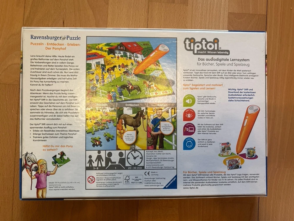 Ravensburger Puzzle Hilfst Du mir das Pony zu satteln? Tiptoi