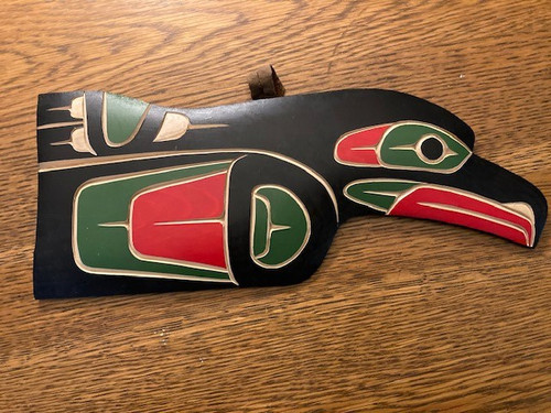 John Spence Squamish Nation Raven Wood Carving 12" Plaque Coast Salish Signed
