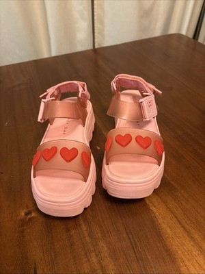 Melissa x Lazy Oaf Collaboration Heart Sandals Pink, Size US 7