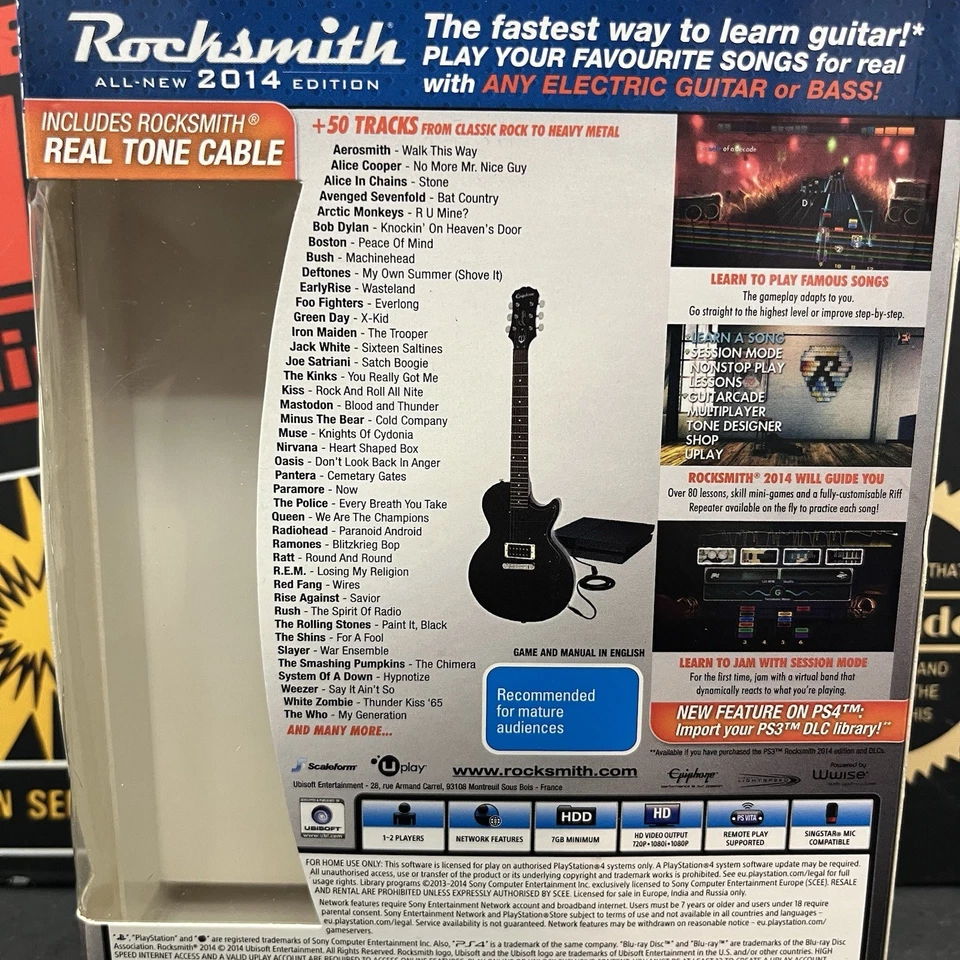 Rocksmith 2014 Edition W. Real Tone Cable Playstation 4 PS4 LIKE NEW FREE POST - Image 4 of 4