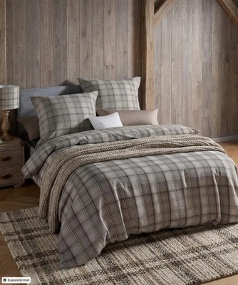 Fleuresse Lech Edelflanell Bettwäsche 200x220 Karo grau silber 605083-07