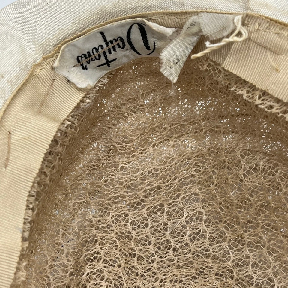 Sombrero de tul vintage beige/crema Daytons flores y terciopelo HB1 Foto 3 de 3