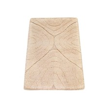 2'1"x2'10" Beige Moroccan Weave Shaggy and Soft Pile Hand Knotted Wool Mat Rug