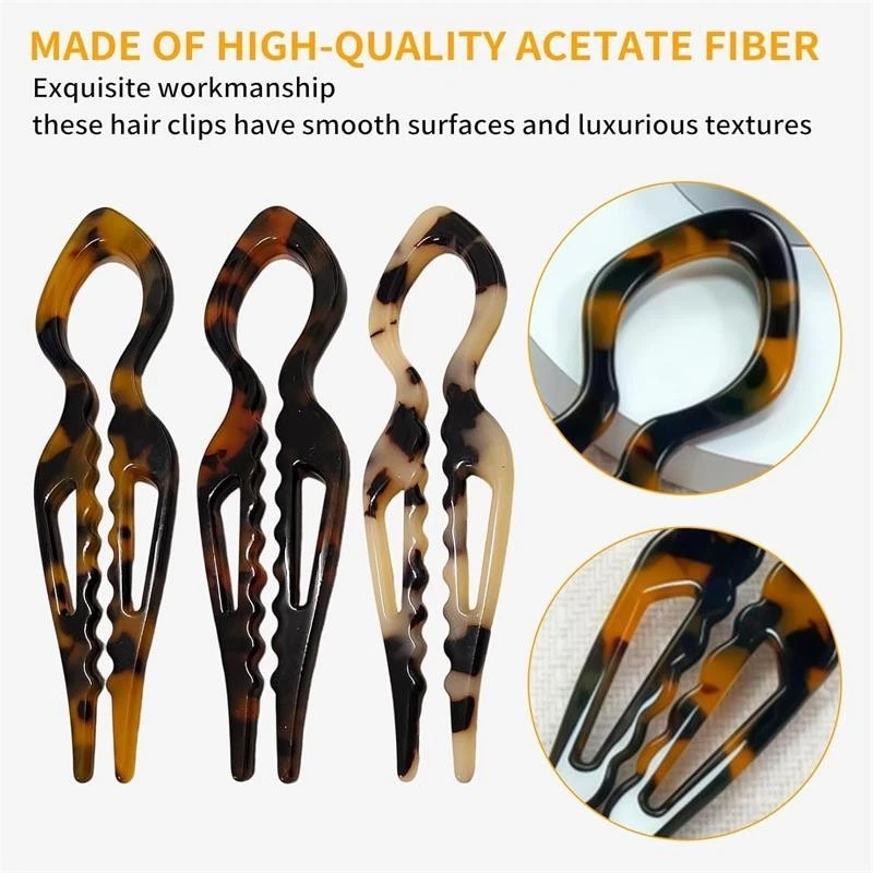1/4Pcs French Hair Pins for Women, Magic Acetate Hair Clips U-Shaped Hairpins - Image 2 of 4