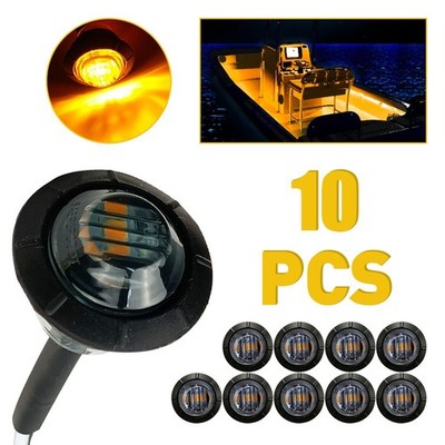 Amber Yellow 3/4'' Round LED Side Marker lights Smoked Clearance Truck Trailer