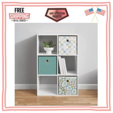 Mainstays 6 Cube Storage Organizer White Shelf Bookcase Display Unit