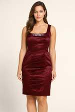 Womens Burgundy Garnet Red Cocktail Dress Embellished Eveningwear Formal Wedding